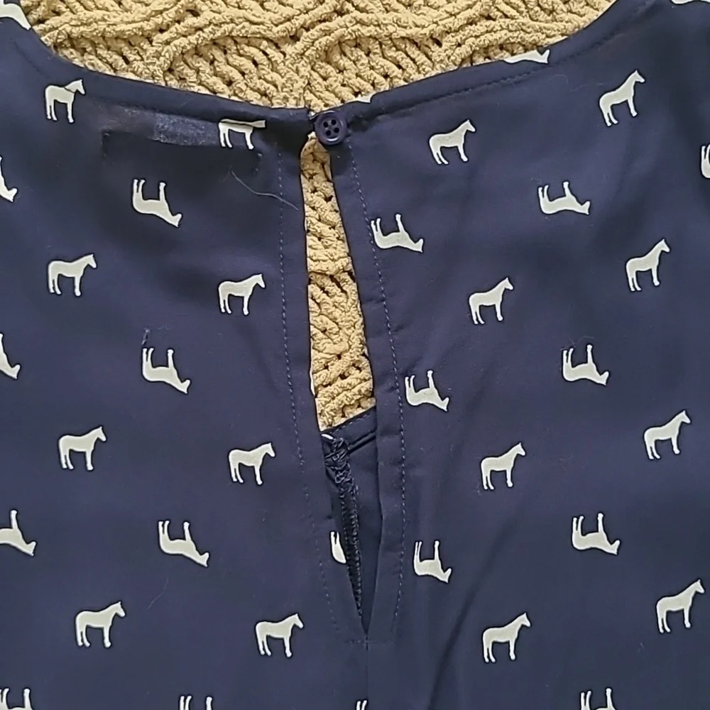 Nordstrom Navy & White Horse Print Dress - Size L (10/12)